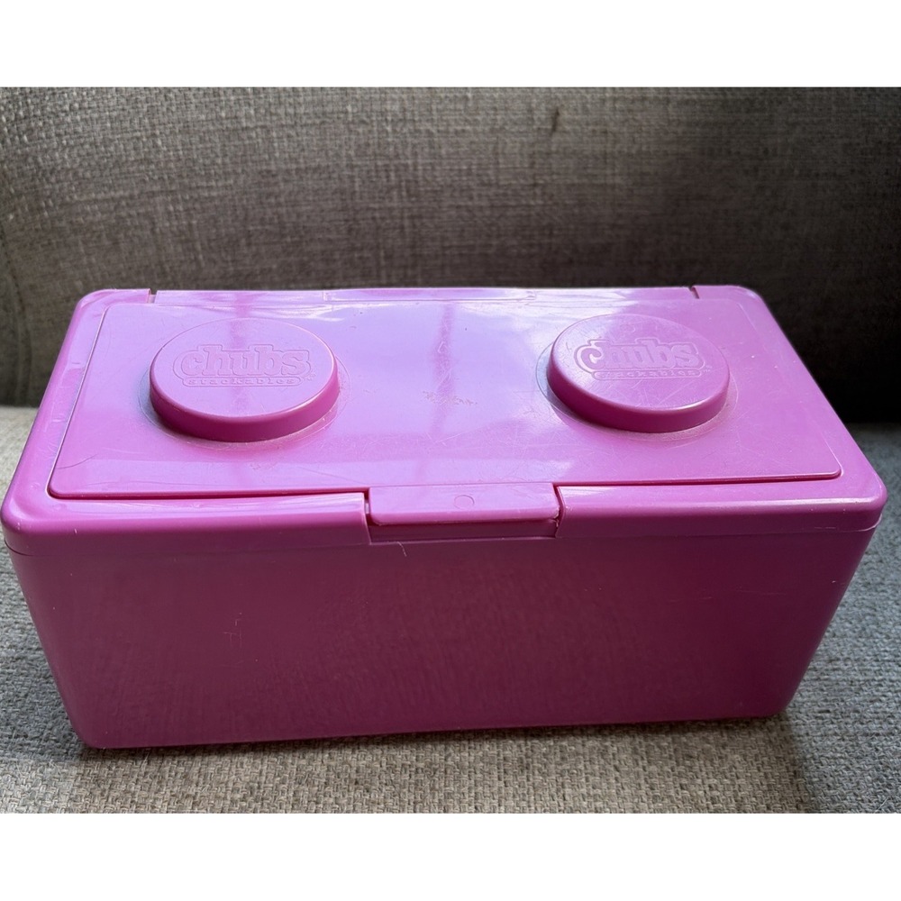 80s 90s Vintage Chubs Baby Diaper Wipes Block Stackable Storage Container PURPLE